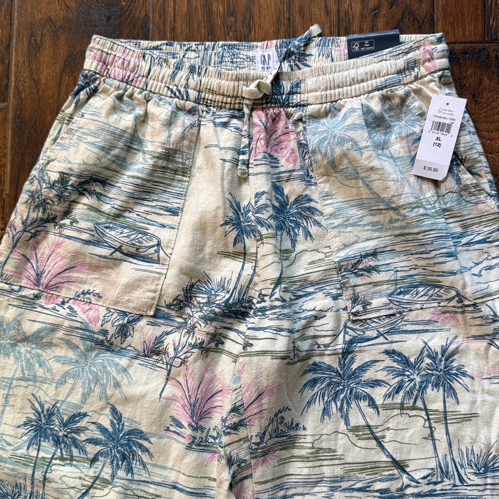 NWT!! GAP Kids girls Tropical Wide-Leg Linen Blend Pants in size XL/12 - Picture 4 of 10
